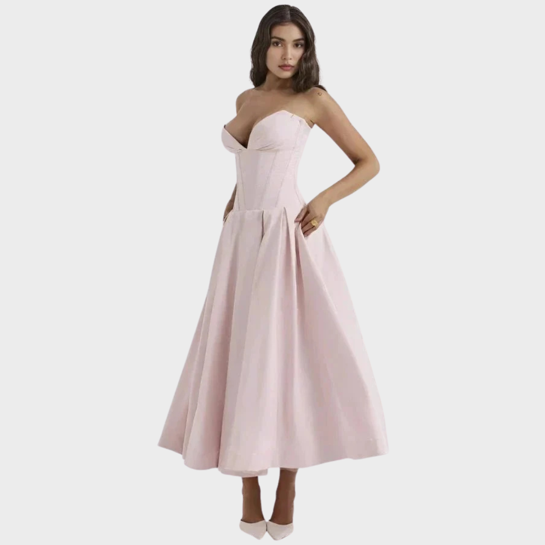 Marta Elegantní midi šaty, barva růžová