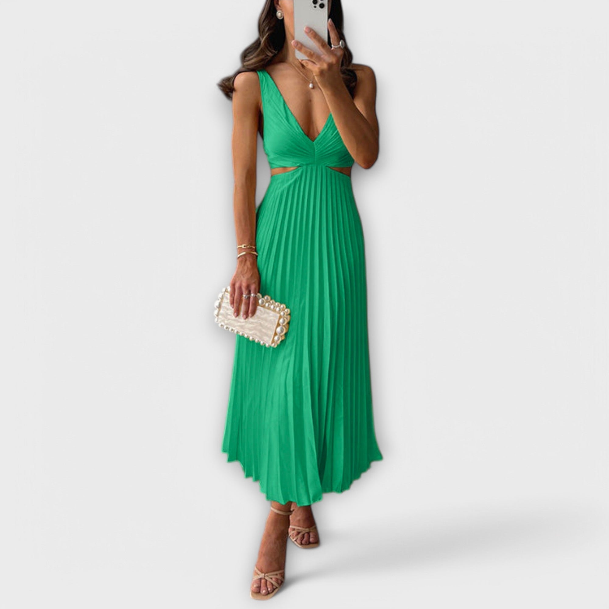 Siena Plisované letní šaty, barva zelená
