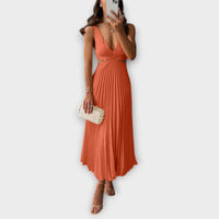 Elegantní midi večerní šaty s plisováním
