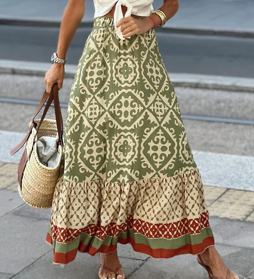 Bali Boho dámská sukně, barva zelená