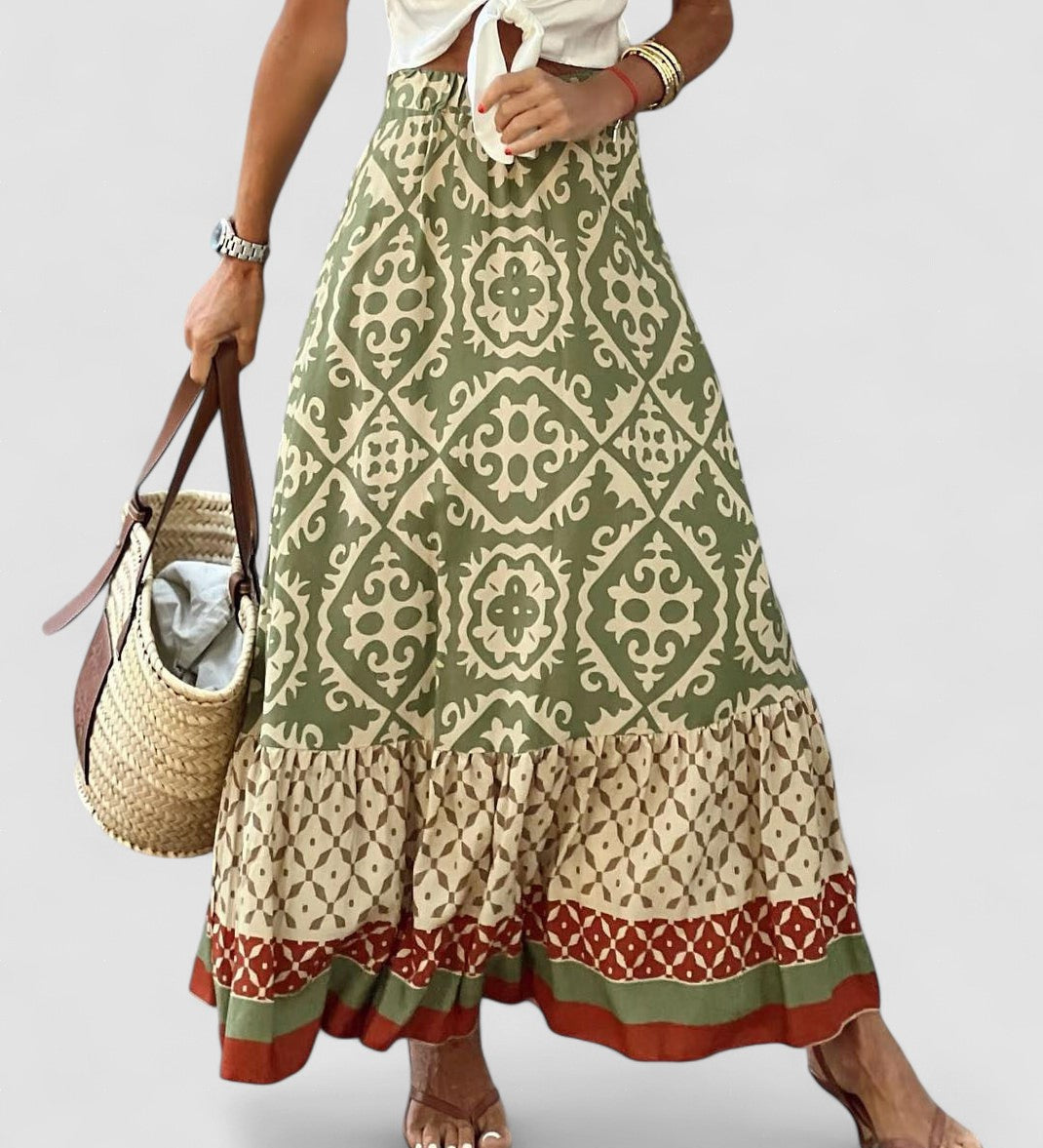 Bali Boho dámská sukně, barva zelená