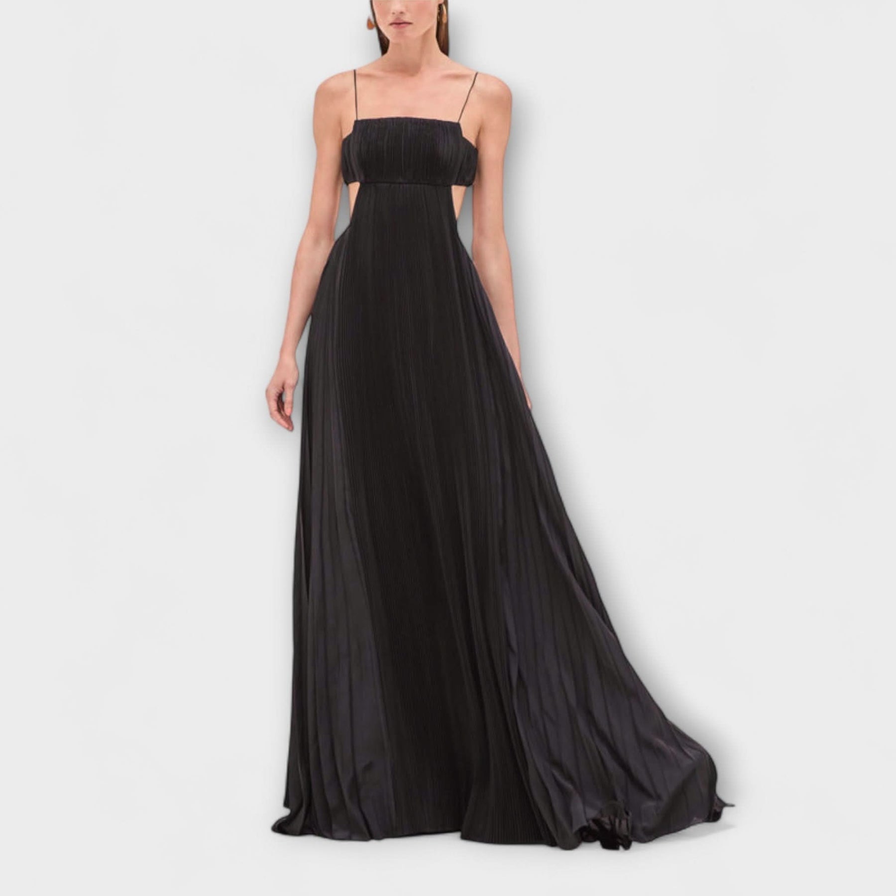Mireille - Elegantní maxi šaty s Plisováním a Výřezem
