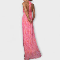 Seraphina - Elegantní maxi šaty s Za krk Krkem a V Výstřihem