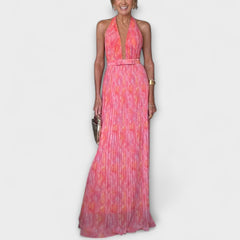 Seraphina - Elegantní maxi šaty s Za krk Krkem a V Výstřihem