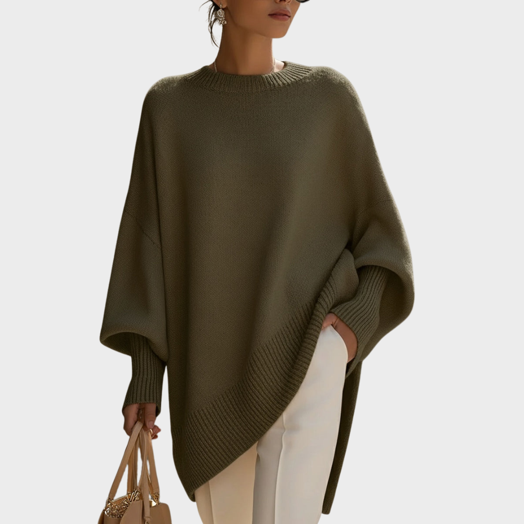 Isabella Pletený svetr oversized střihu, barva zelená