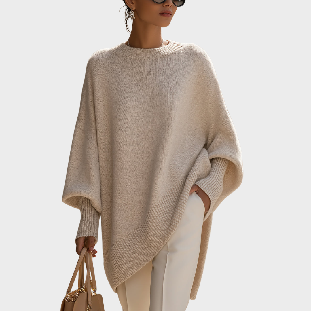 Isabella Pletený svetr oversized střihu, barva béžová