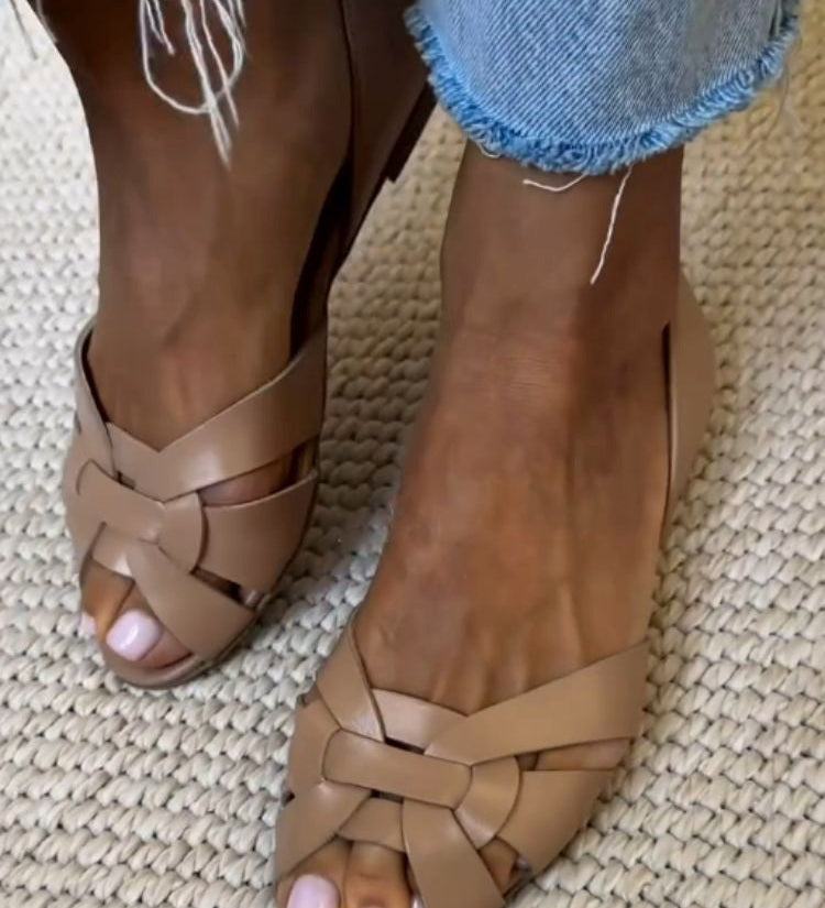 Sofia Pletené sandály, barva béžová