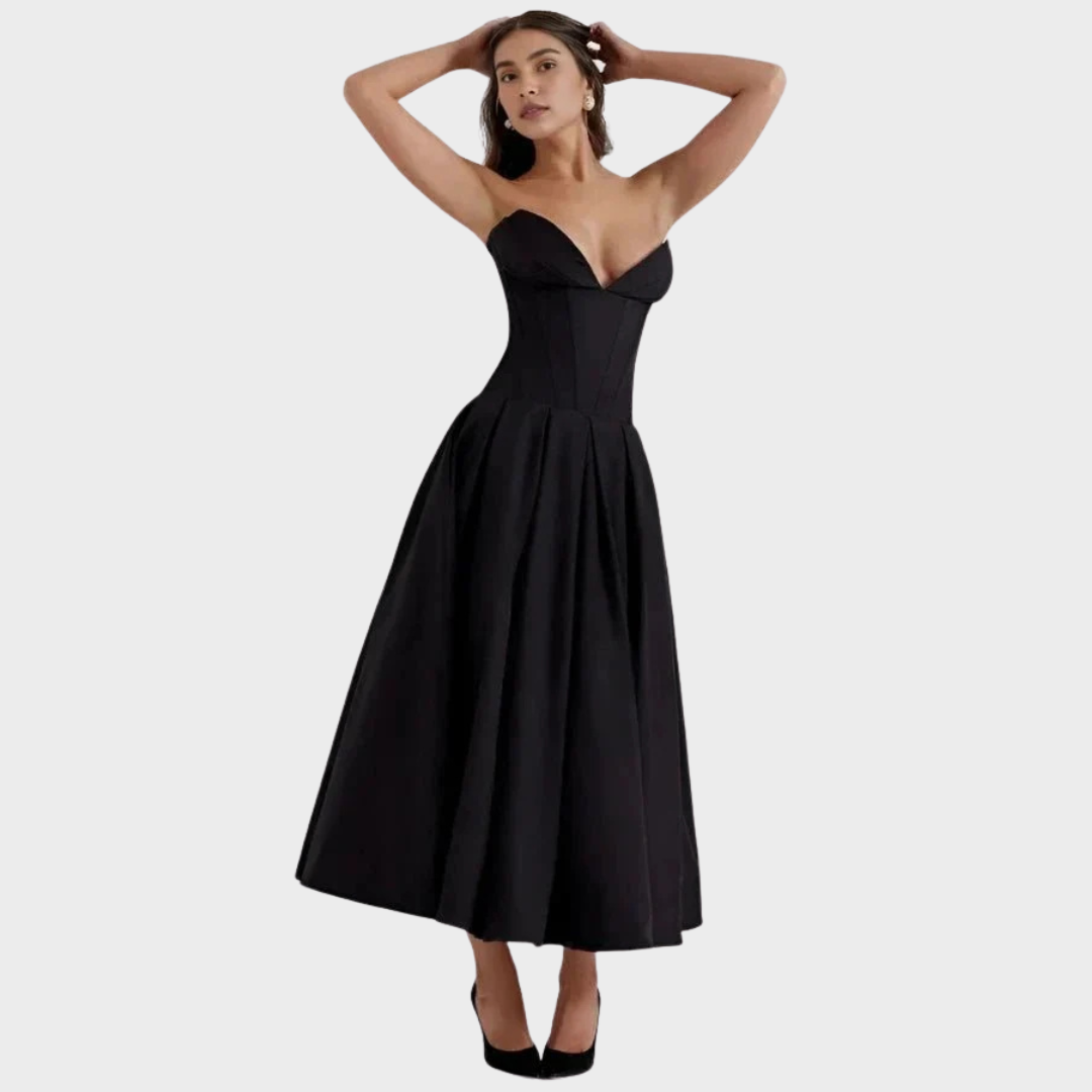 Marta Elegantní midi šaty, barva černá