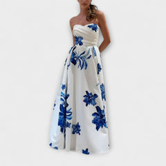 Rosalie - Elegantní s odhalenými rameny květinové maxi šaty