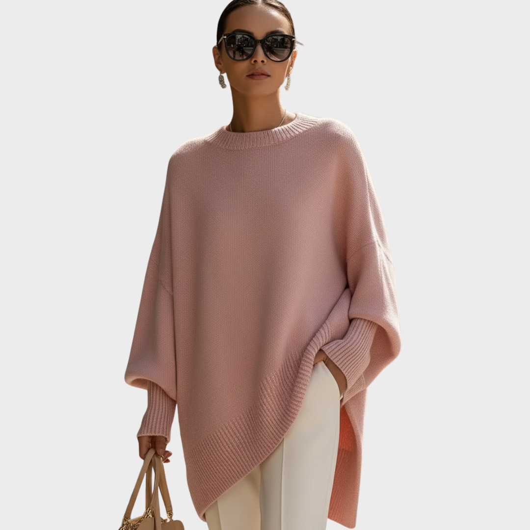 Isabella Pletený svetr oversized střihu, barva růžová