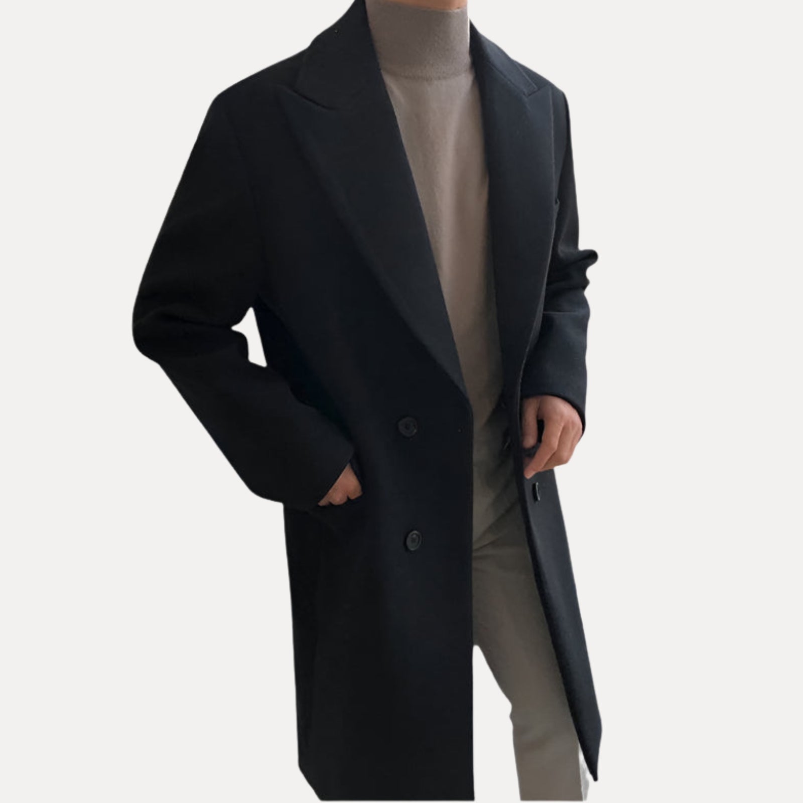 Leon Elegantní městský kabát, barva černá