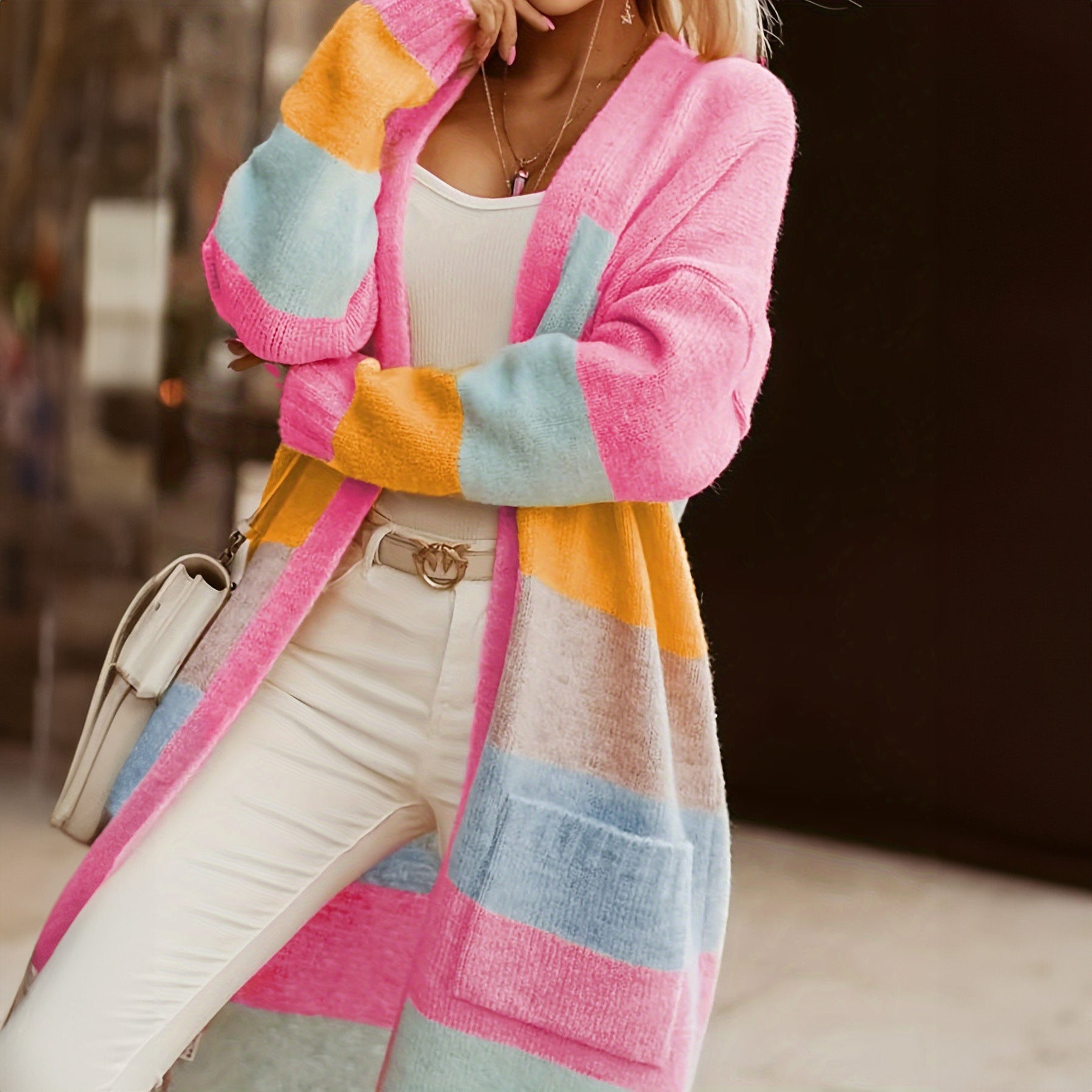 Valeria Pruhované pletený kardigan - produktová fotografie