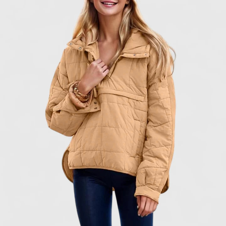Aurora Lehká bunda oversized střihu, barva hnědá