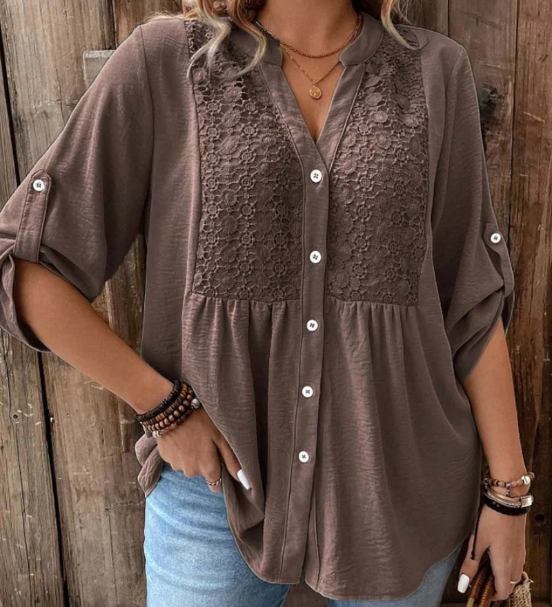 Valeria Elegantní halenka, barva hnědá