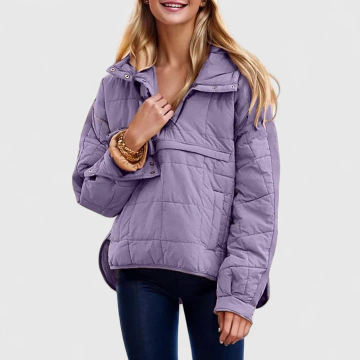 Aurora Lehká bunda oversized střihu, barva fialová