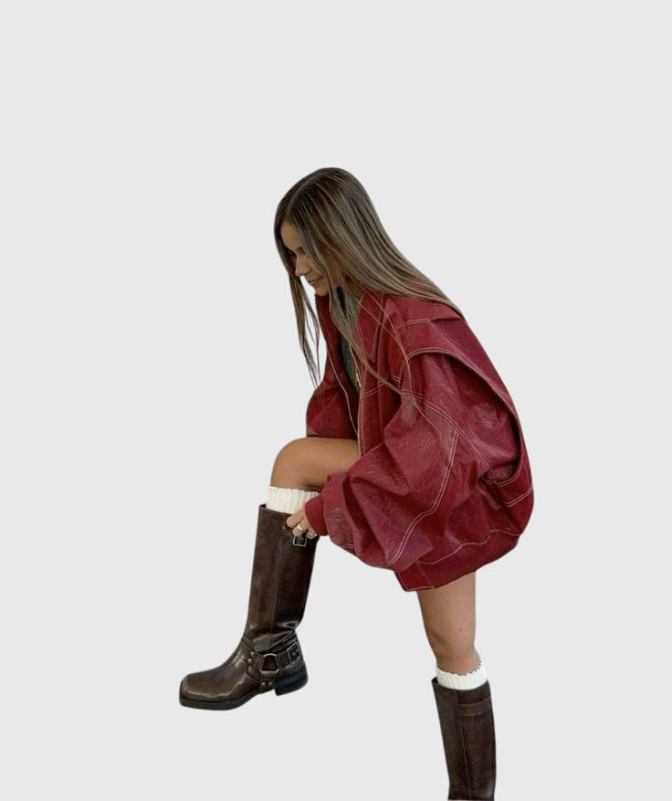 Sofia Kožená bunda oversized střihu