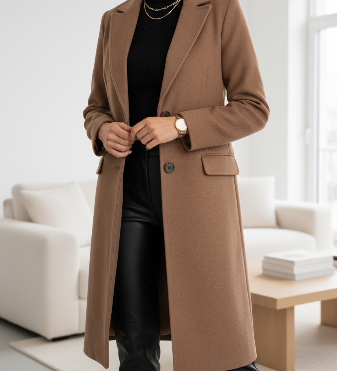 Isabella Elegantní dámský kabát, barva hnědá