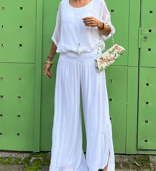 Clara Elegantní kalhoty, barva bílá