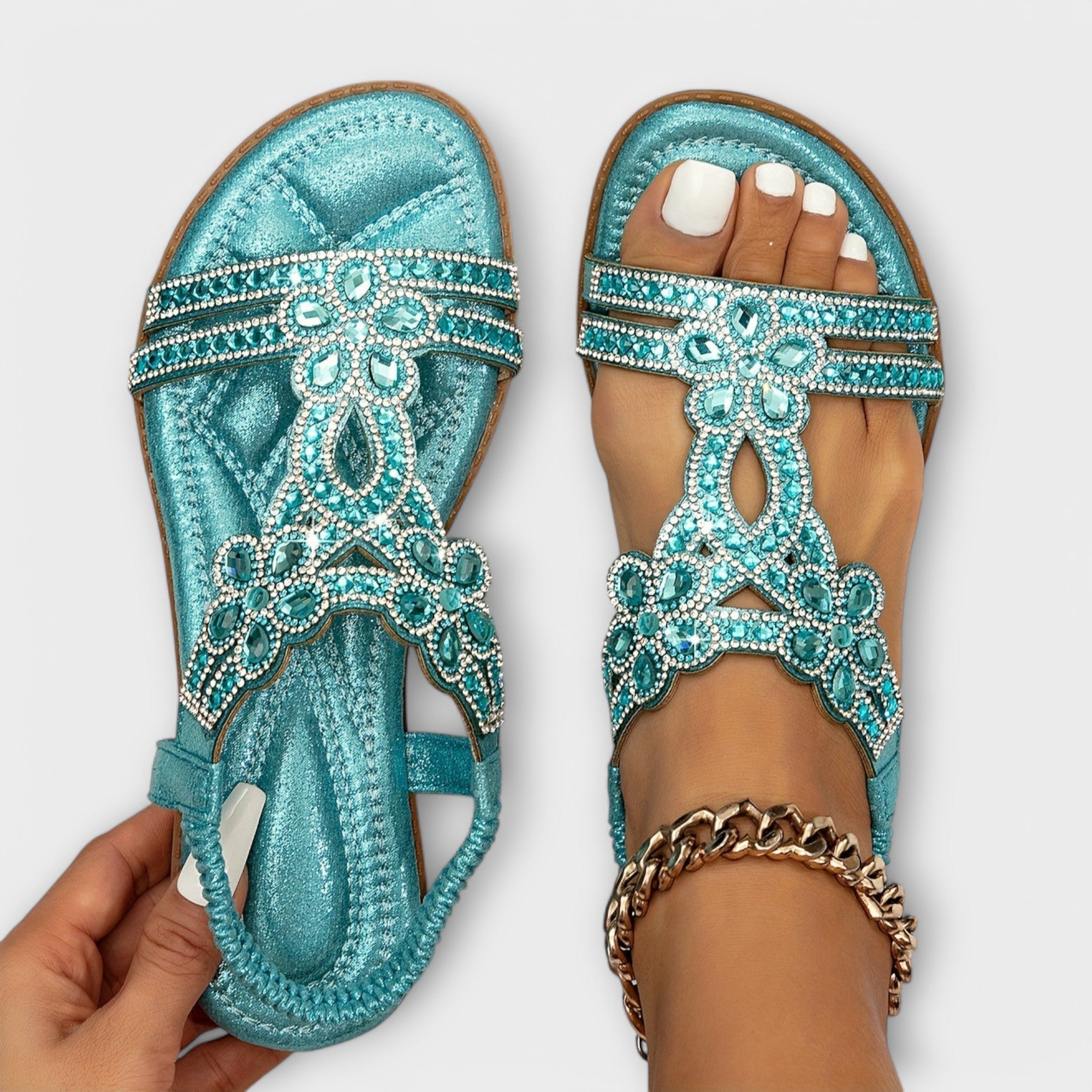 Clara Boho sandály, barva modrá