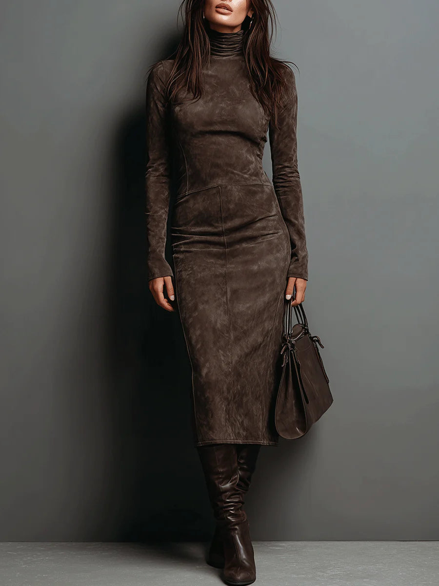 Lorena Vestido midi largo marrón