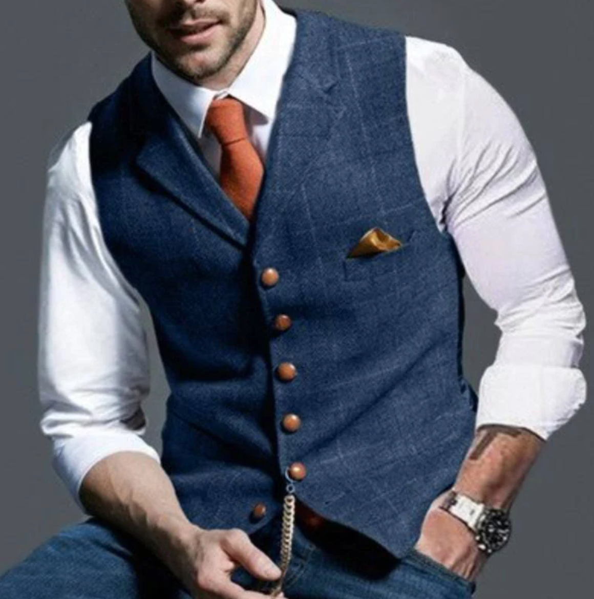 Tomáš Elegantní lehká vesta, barva modrá