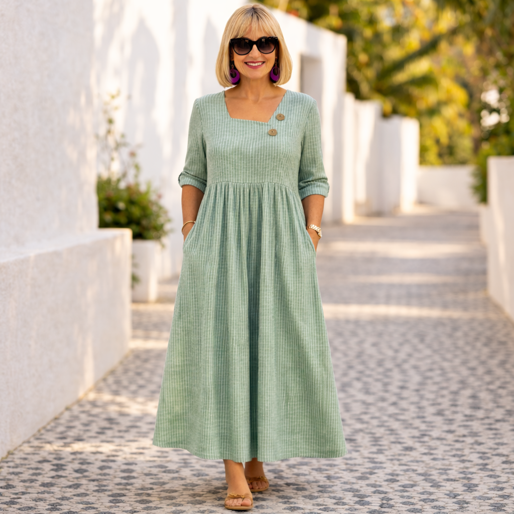 Elise Elegantní midi šaty, barva zelená
