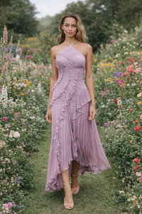 Tereza – Elegantní plisované šaty s asymetrickým střihem