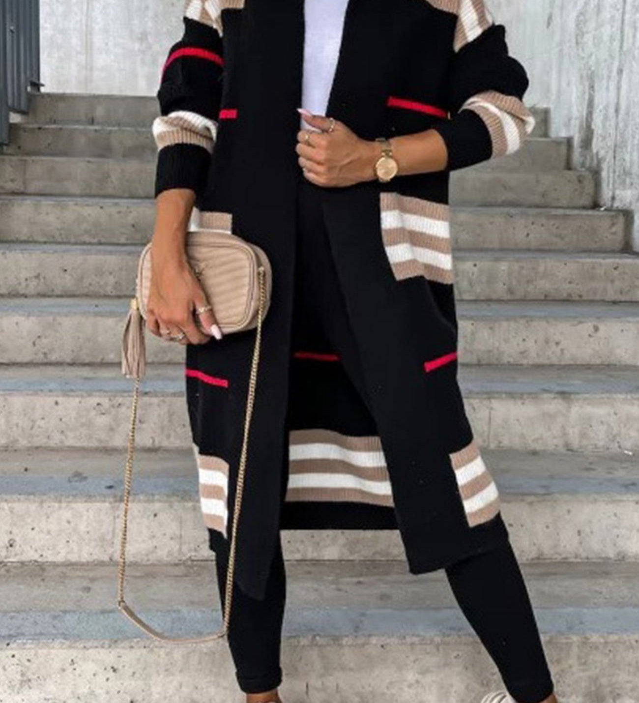 Lisboa Elegantní pletený kardigan, barva černá