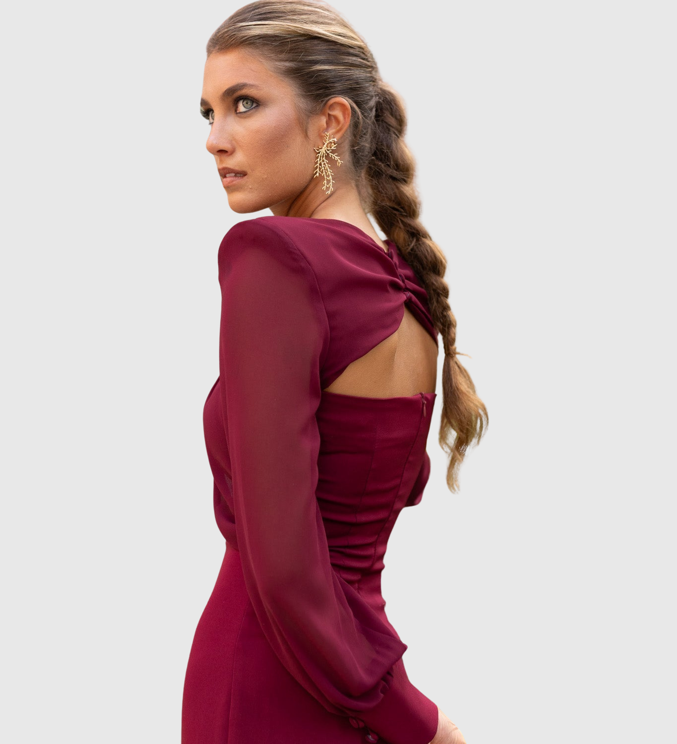 Nice Elegantní midi šaty, barva červená