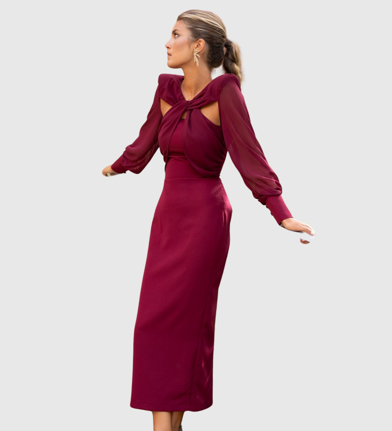 Nice Elegantní midi šaty, barva červená