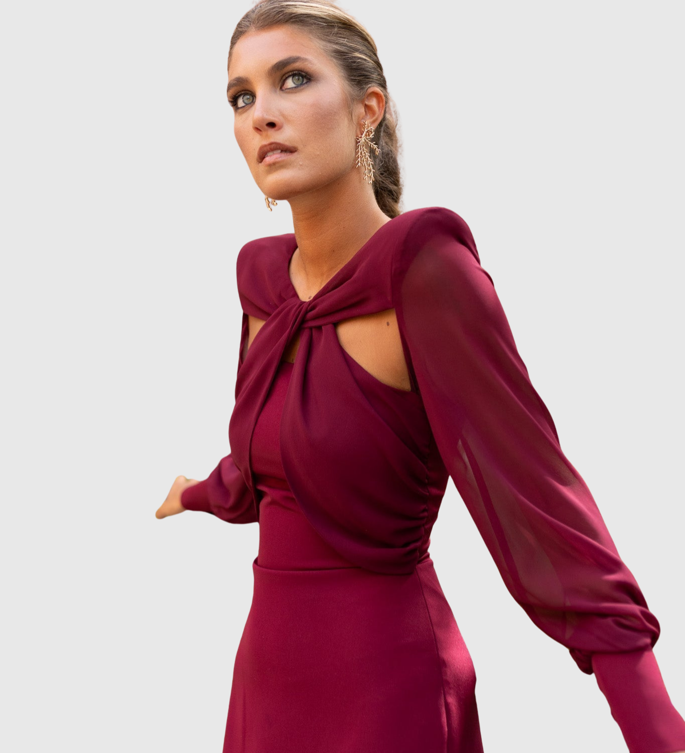 Nice Elegantní midi šaty, barva červená