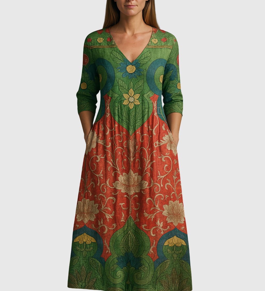 Amalfi Vintage maxi šaty, barva zelená