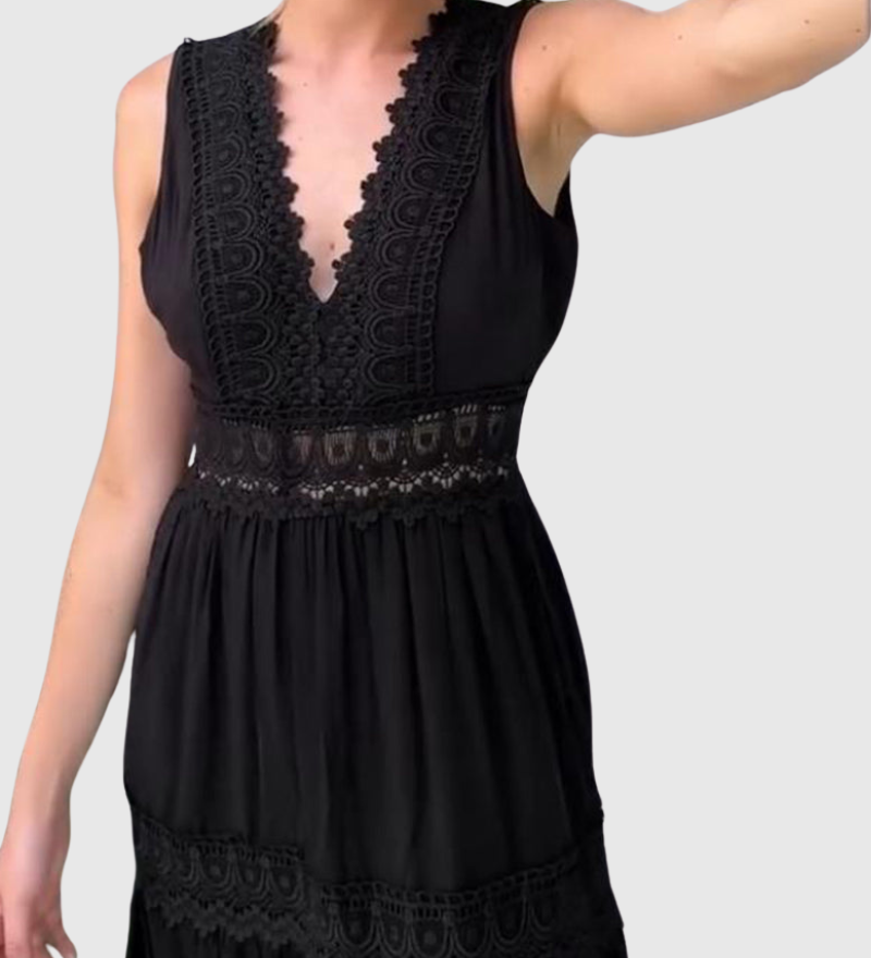 Elise Boho midi šaty, barva černá