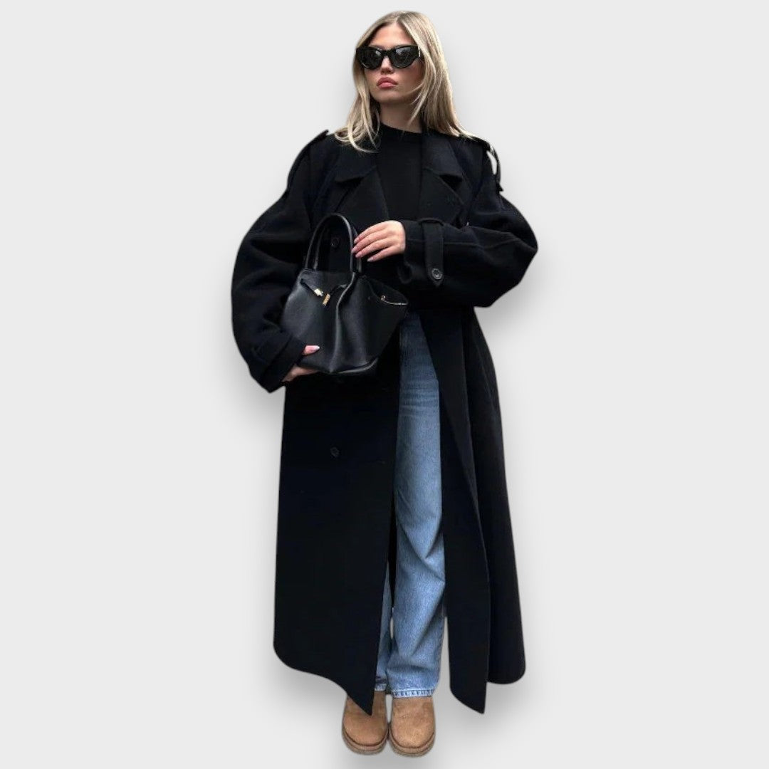 Bianca Dámský kabát oversized střihu, barva černá