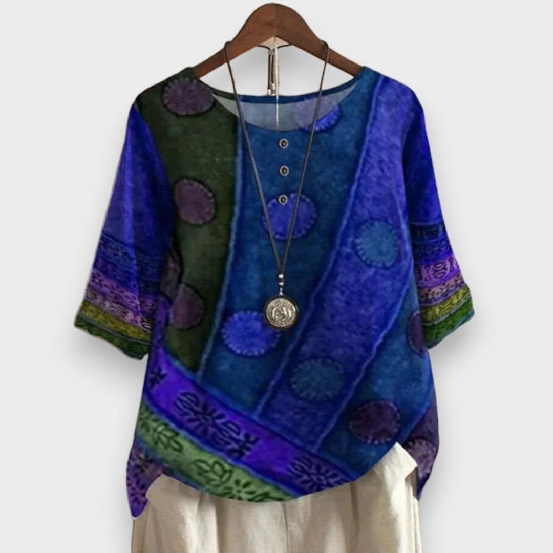 Verona Boho lehký top, barva modrá
