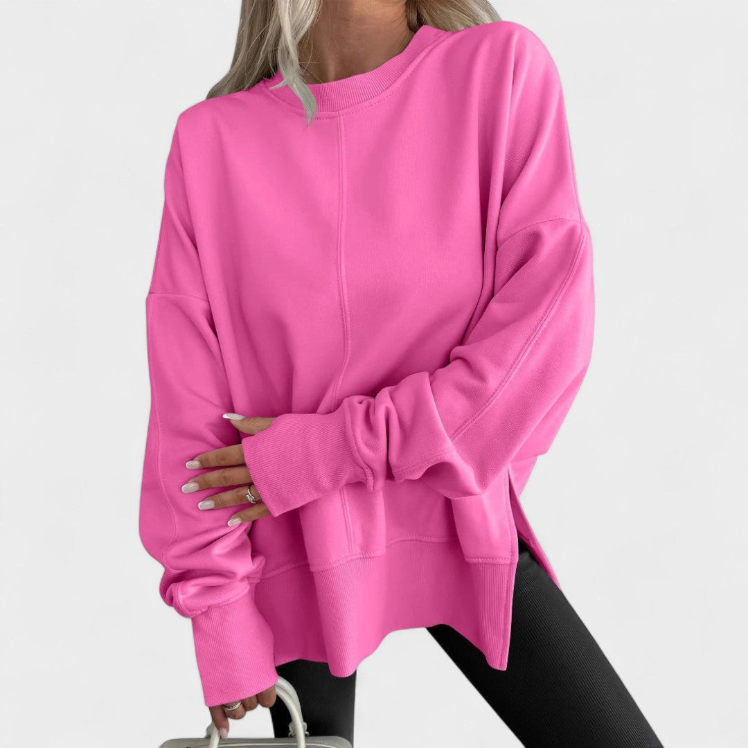 Mira Pohodlné ležérní svetr oversized střihu, barva růžová