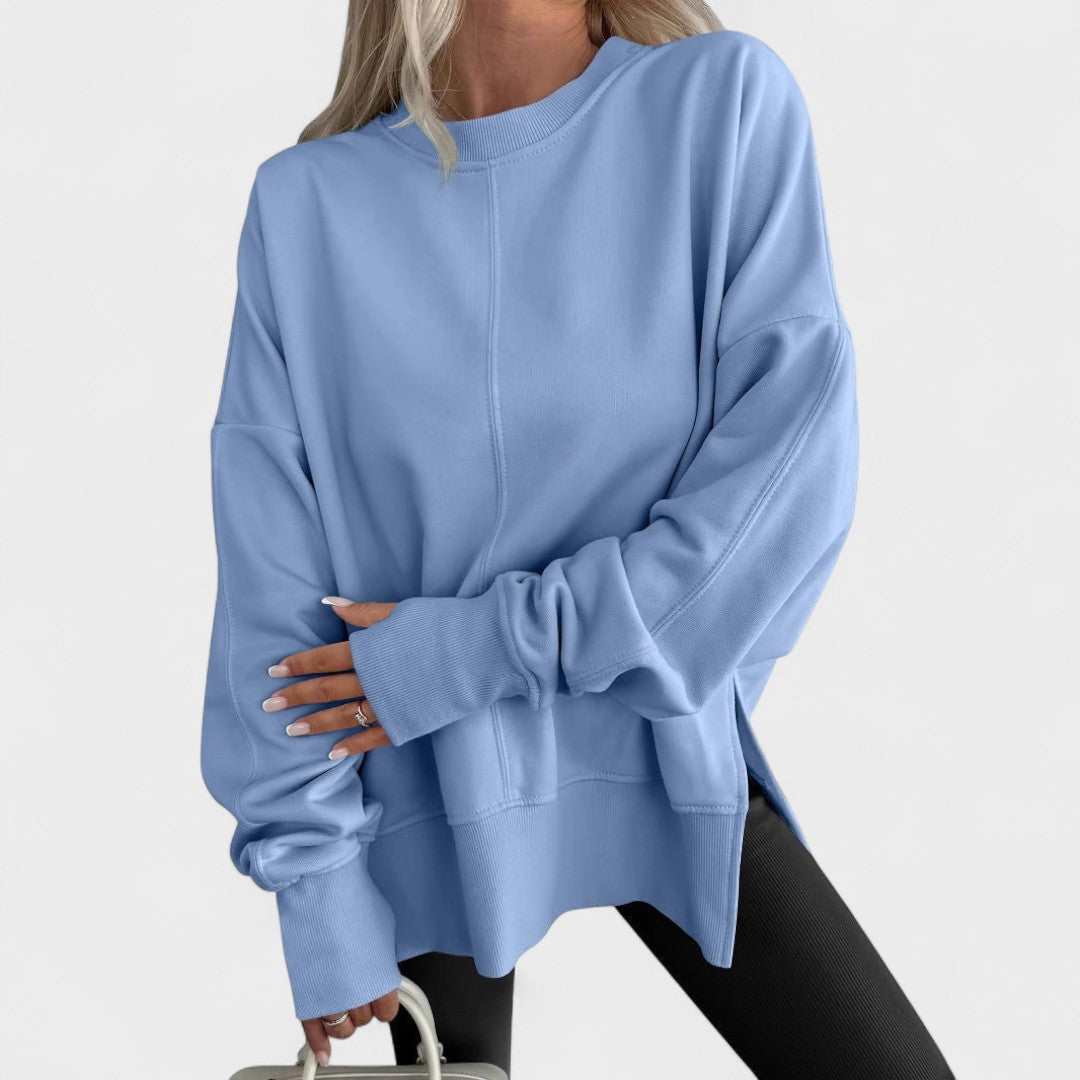 Mira Pohodlné ležérní svetr oversized střihu, barva modrá