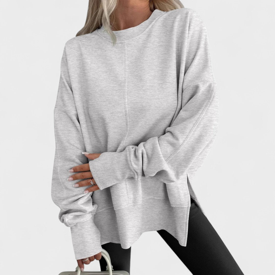 Mira Pohodlné ležérní svetr oversized střihu, barva šedá