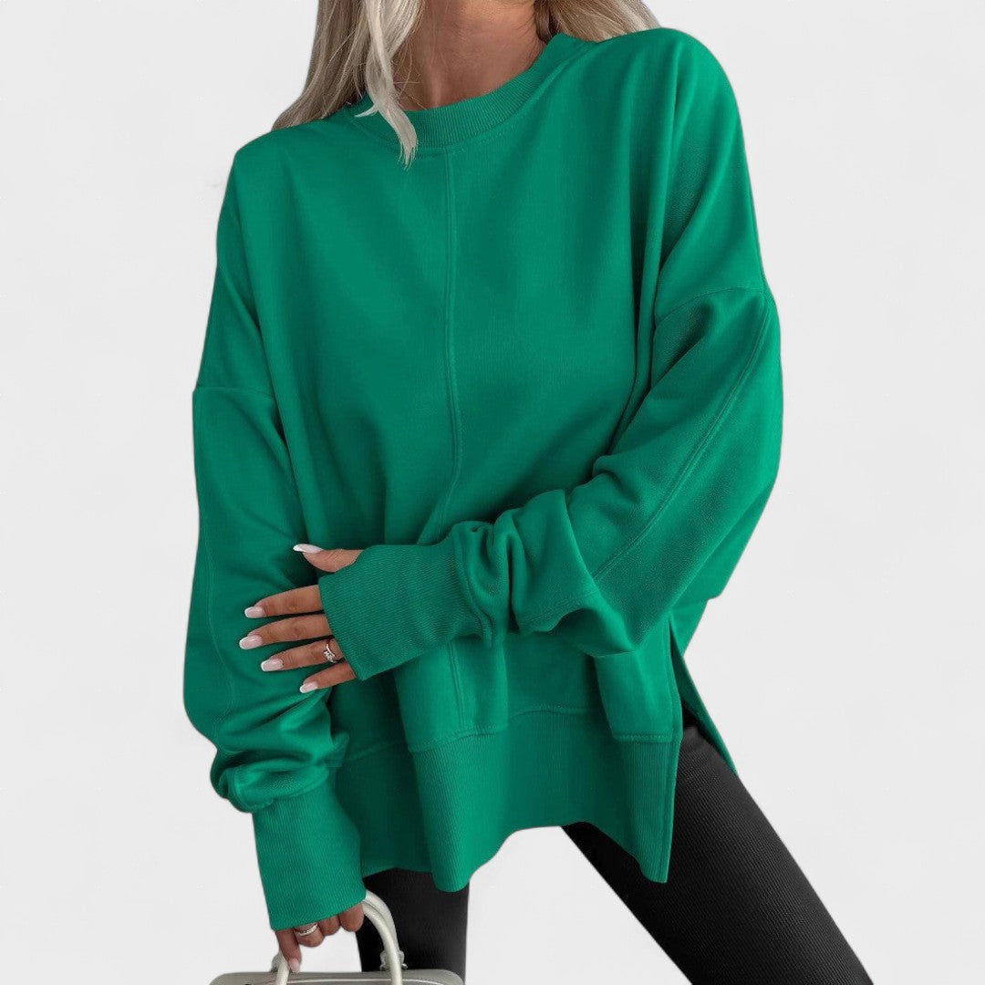 Mira Pohodlné ležérní svetr oversized střihu, barva zelená