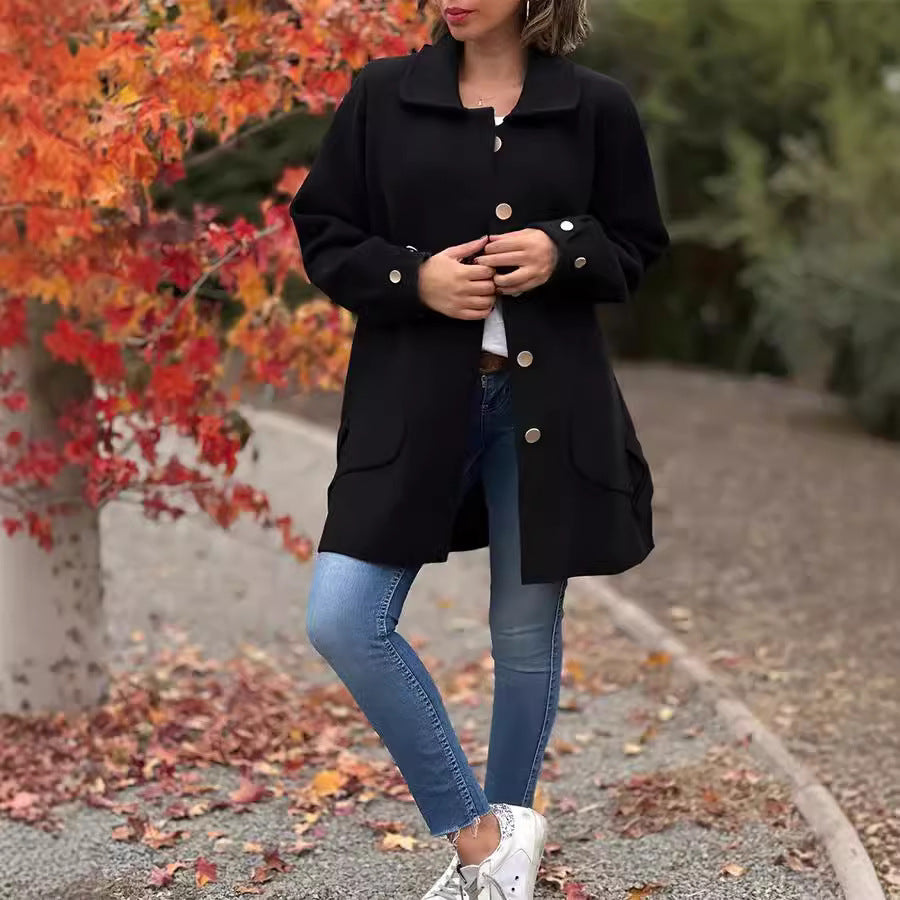 Valencia Dámský kabát oversized střihu, barva černá