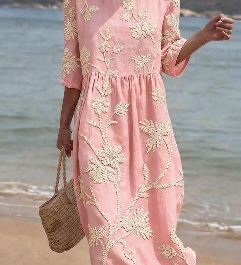 Nina Vintage midi šaty, barva růžová