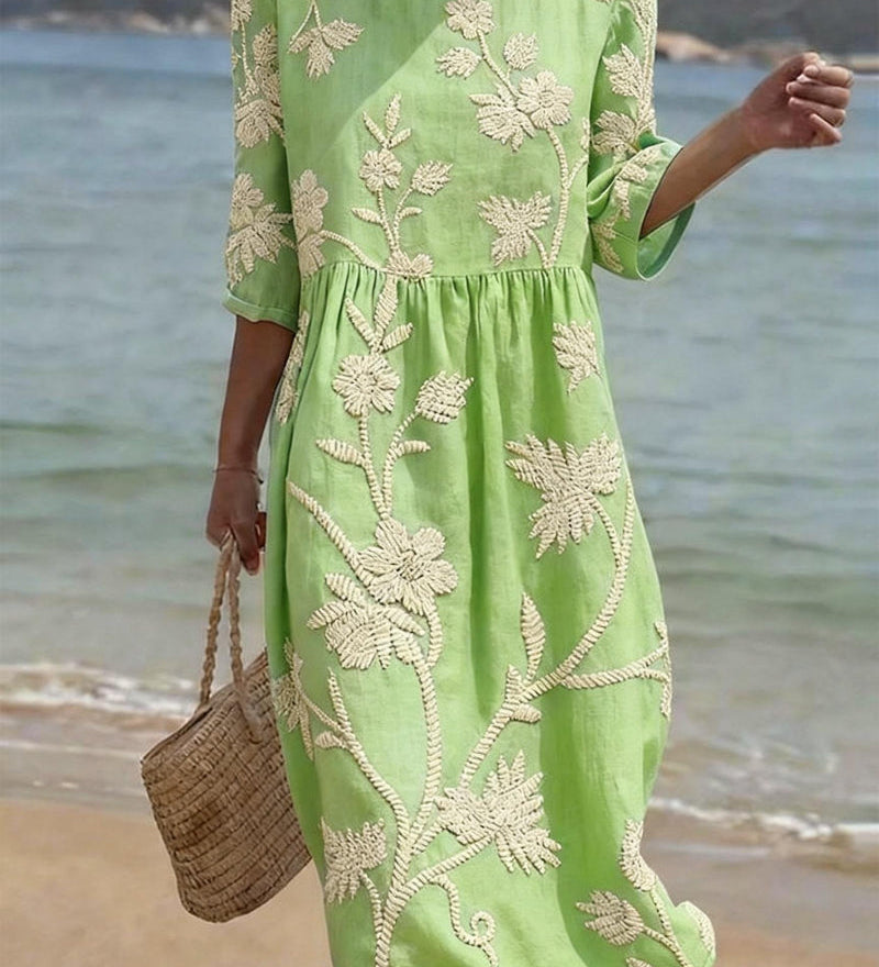 Nina Vintage midi šaty, barva zelená