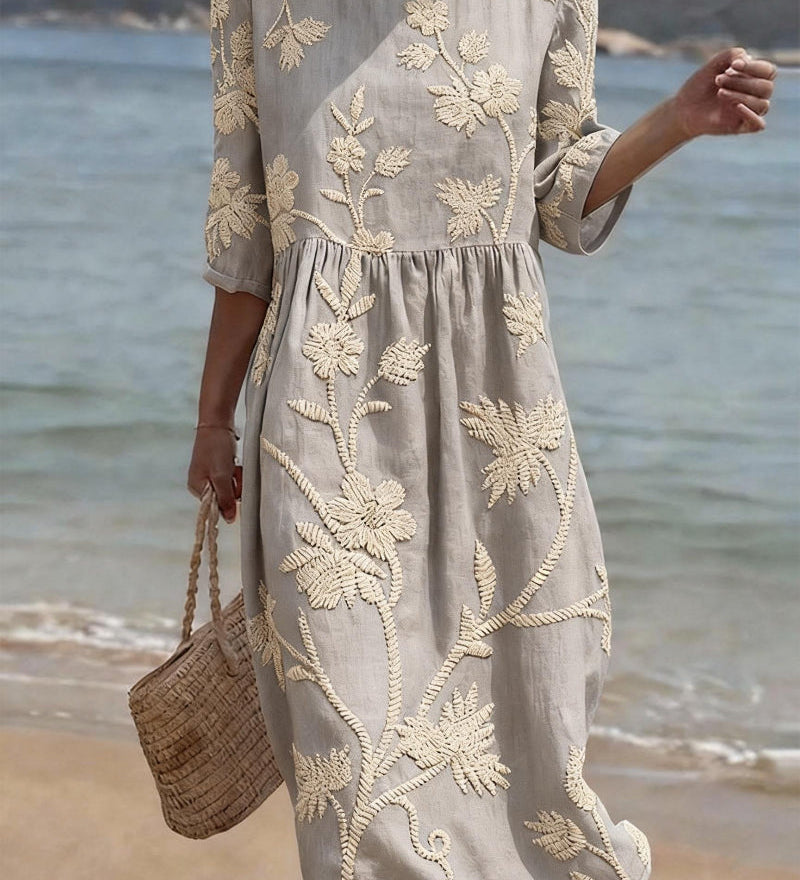 Nina Vintage midi šaty, barva šedá