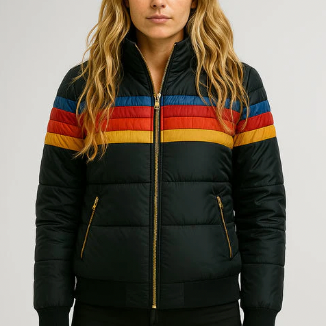 Valeria Pruhované lehká bunda, barva černá