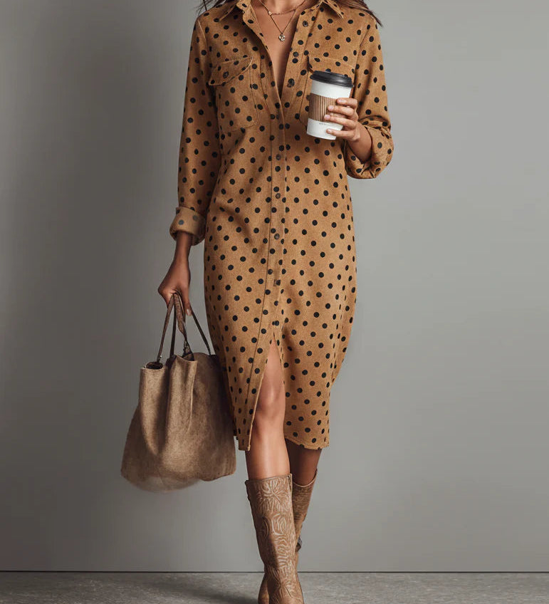 Kyoto Vintage midi šaty, barva hnědá