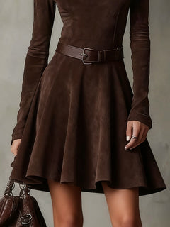 Lunori Meredith Mini šaty z vintage semiše