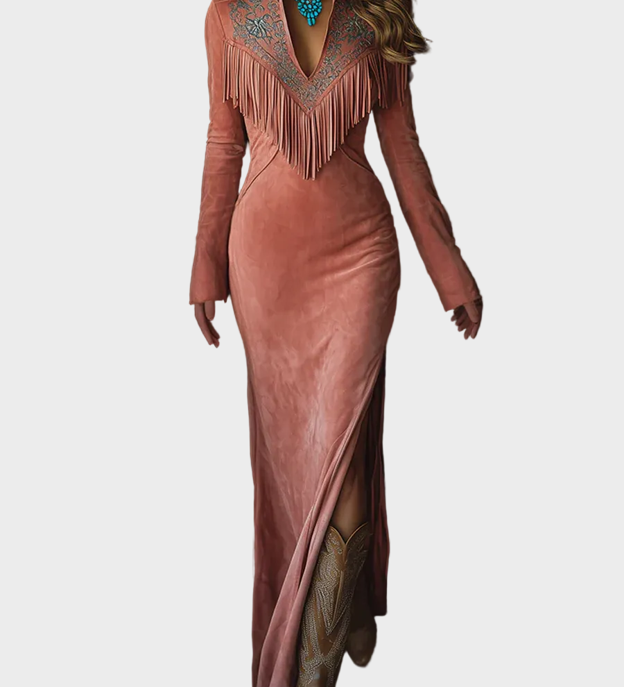 Nina Vintage maxi šaty, barva růžová