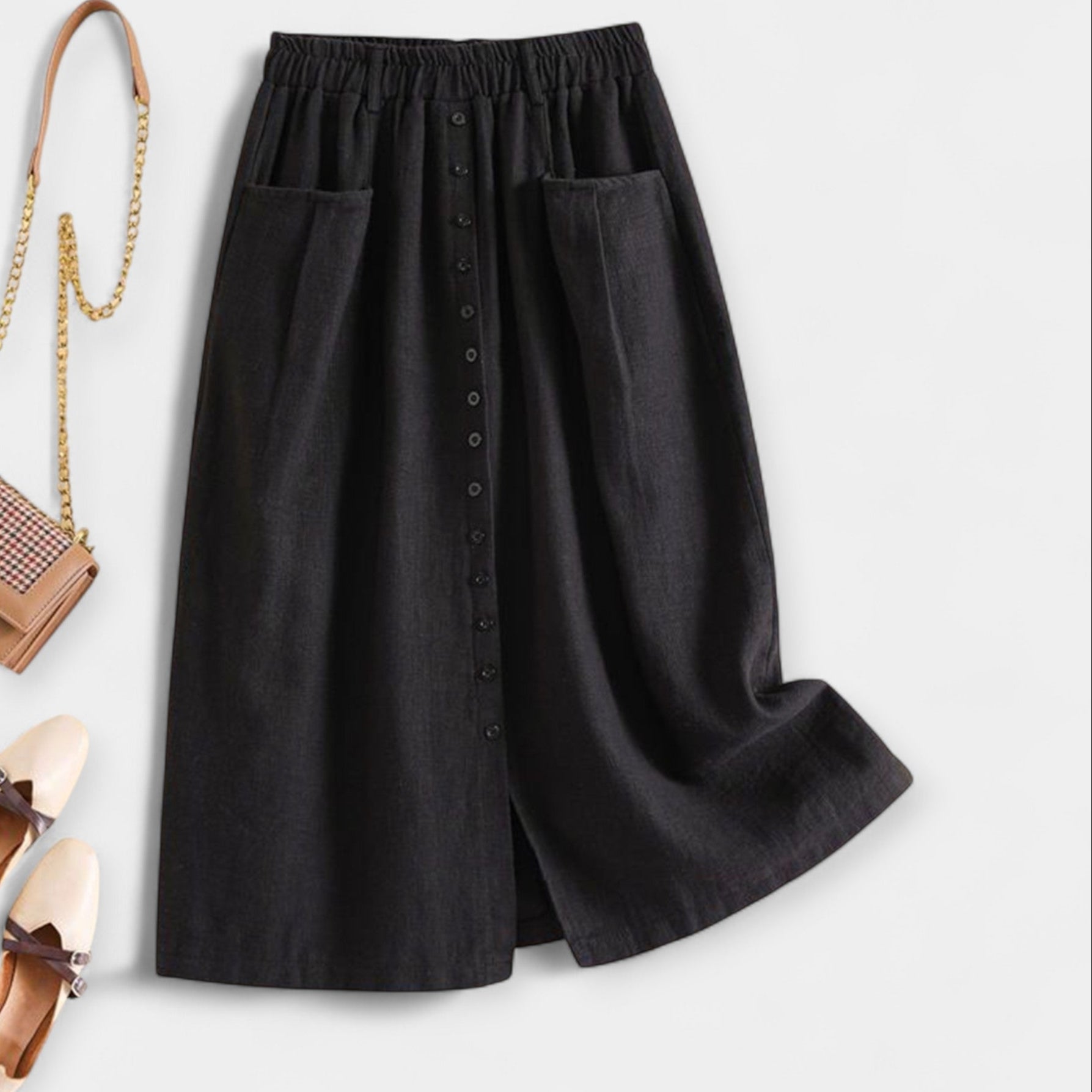 Isabella Vintage midi sukně, barva černá