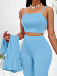 tinuta-albastra-completa-3-piese-premium-top-sacou-si-pantaloni Dámský top