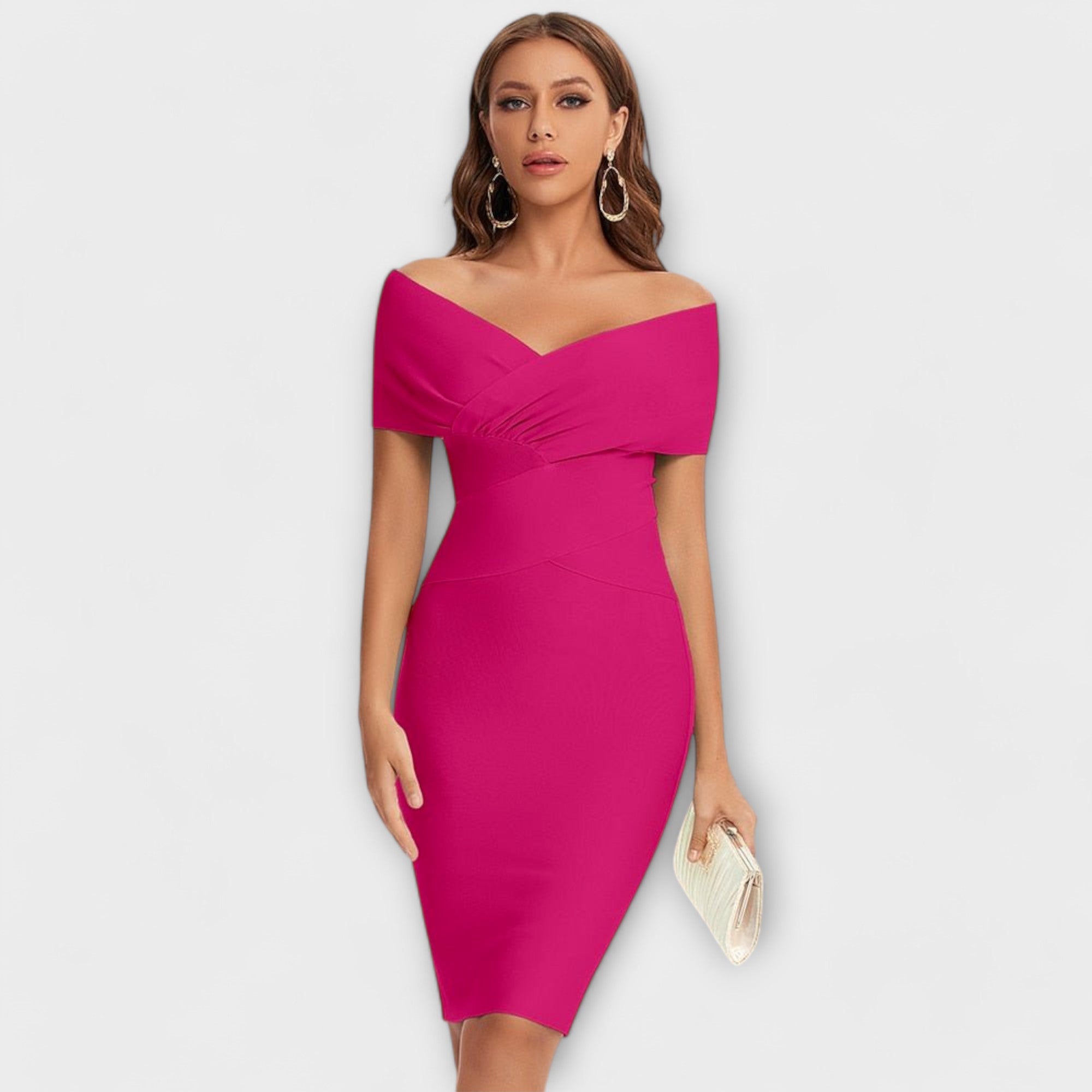 Elise Elegantní šaty s výstřihem, barva růžová